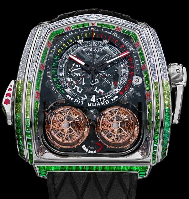 Jacob & Co TWIN TURBO FURIOUS BAGUETTE WHITE DIAMONDS & TSAVORITES TT800.40.AA.UB.ABVEA Replica watch